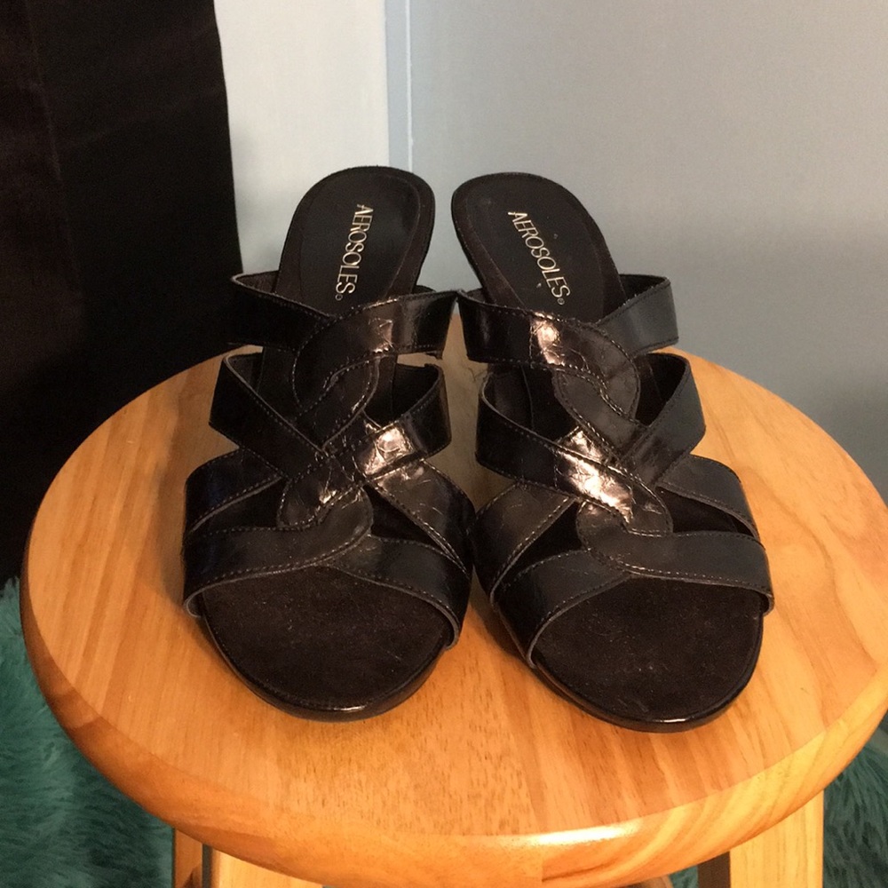 Aerosoles Women's Black Passageway Heeled Sandal